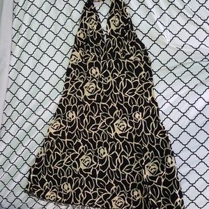 Black and cream haltered dress